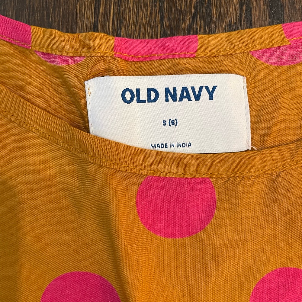 New with Tags polka dot mustard and pink dress - Picture 3 of 4